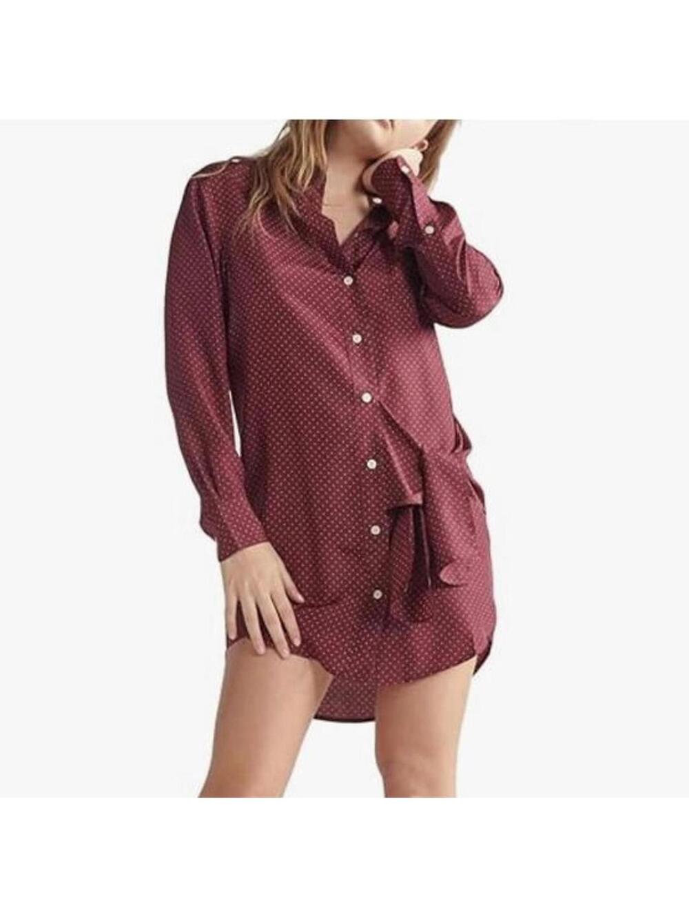 NWT Thakoon Shirt Dress Large Maroon Small Silk Oversized